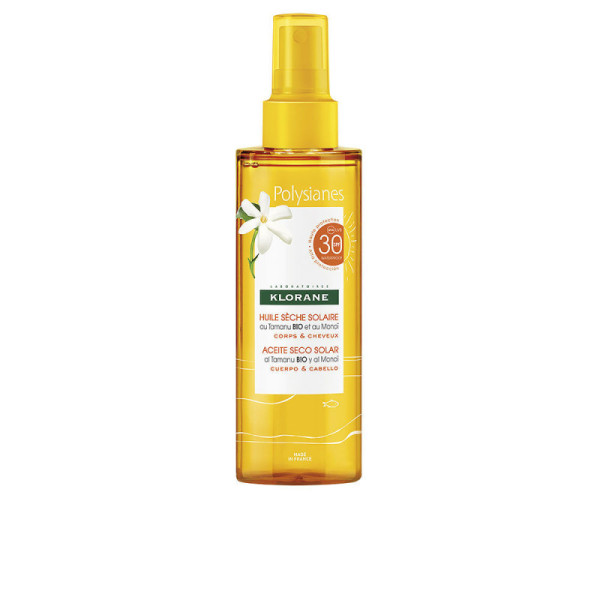 POLYSIANES MONOÏ Y TAMANU BIO óleo solar seco SPF30 200 ml